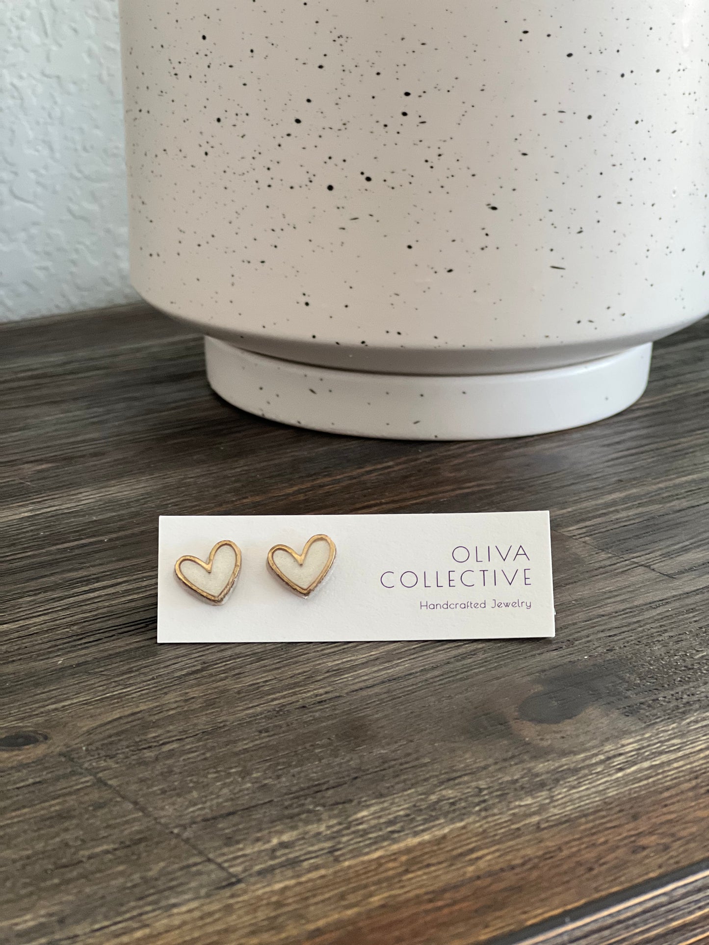 MILA - Pearl & Gold Heart Stud Earrings