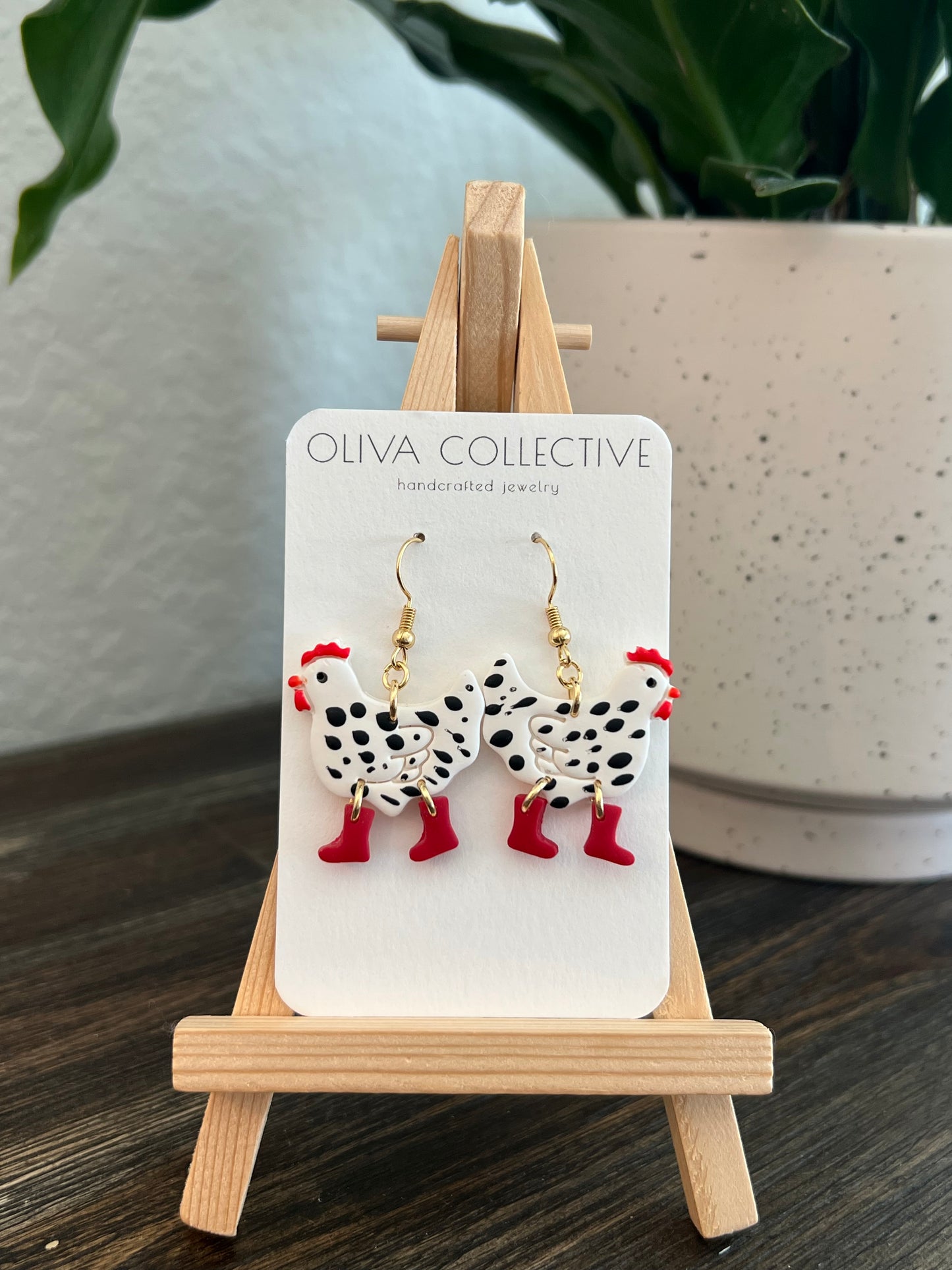 *Chicken w/ Rain Boots Earrings*